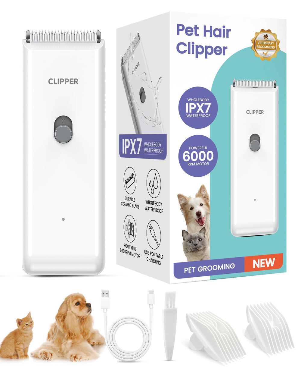 Tawiijou Pet Clippers quiet operation close-up ceramic blade for stress-free grooming.