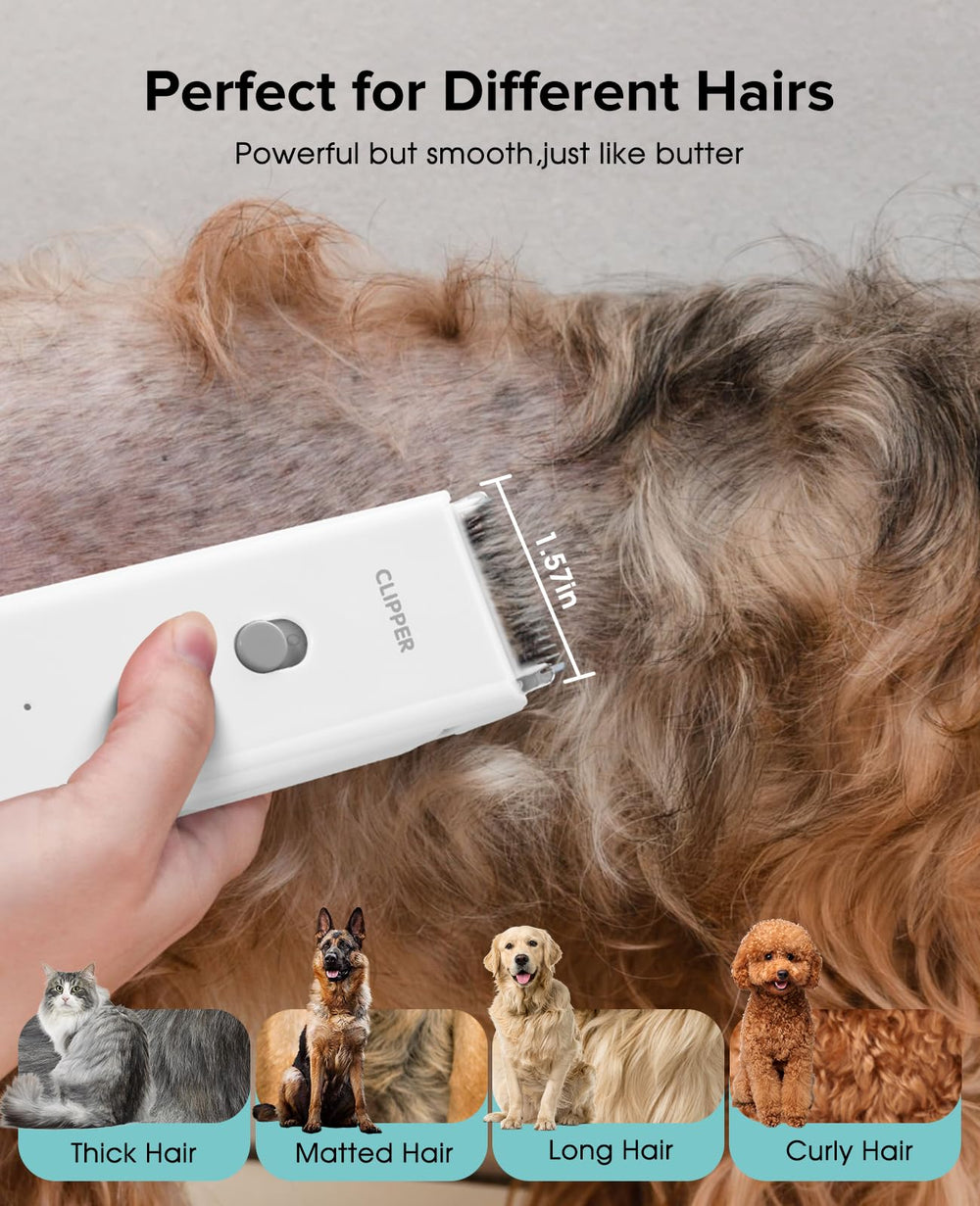 Tawiijou pet grooming blade motor action shows smooth, snag-free cutting