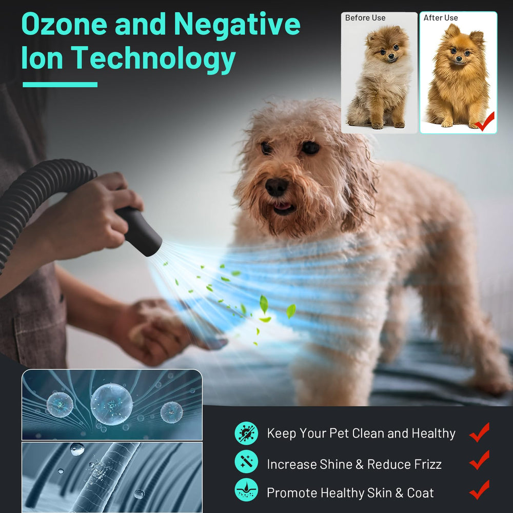 TBC PET dog dryer stable base design keeps unit steady during sessions.