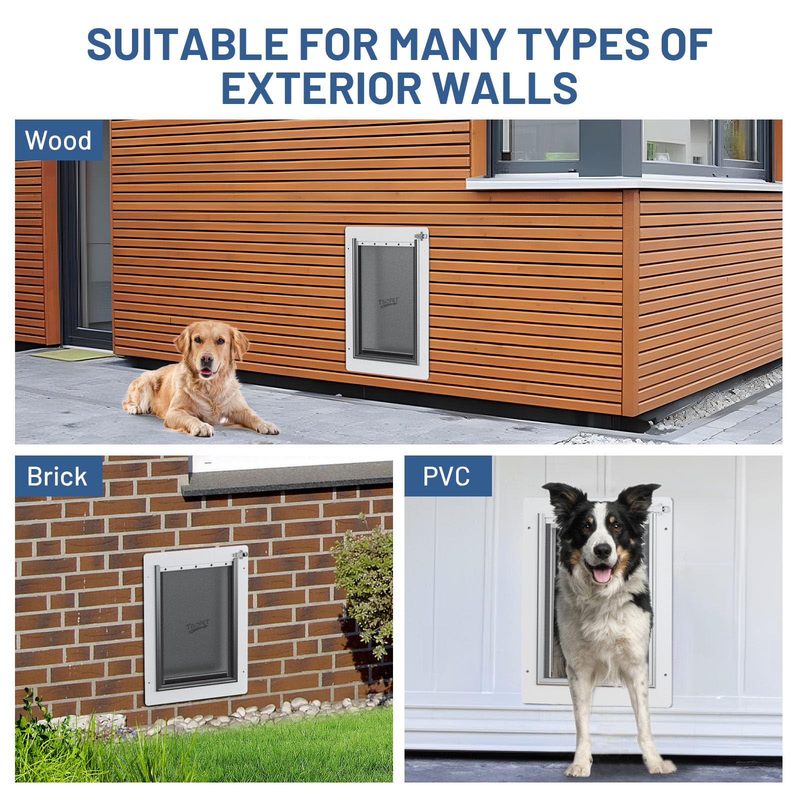 TBC PET dog door wall 2.0 large-size option fits pets up to 100 lb