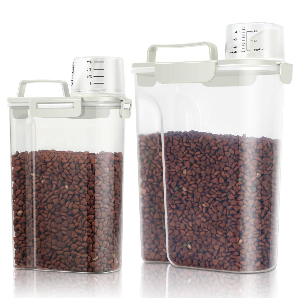 TBMax 6qt dog-cat food storage bin with dual compartments for organized dry kibble storage.