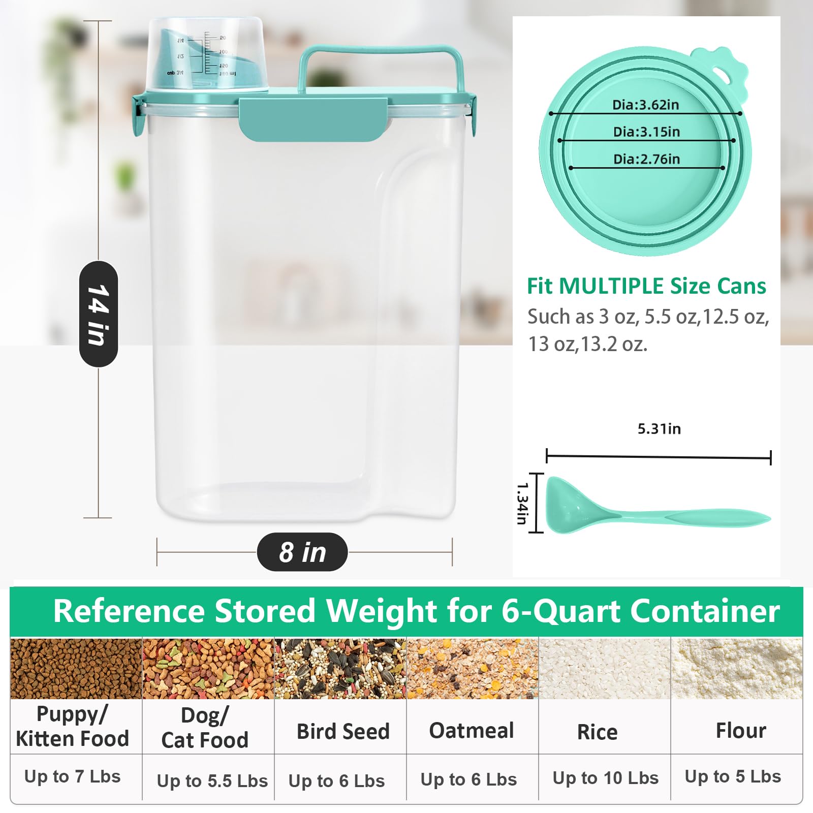 TBMax dog food dispenser with easy-pour spout for mess-free feeding.