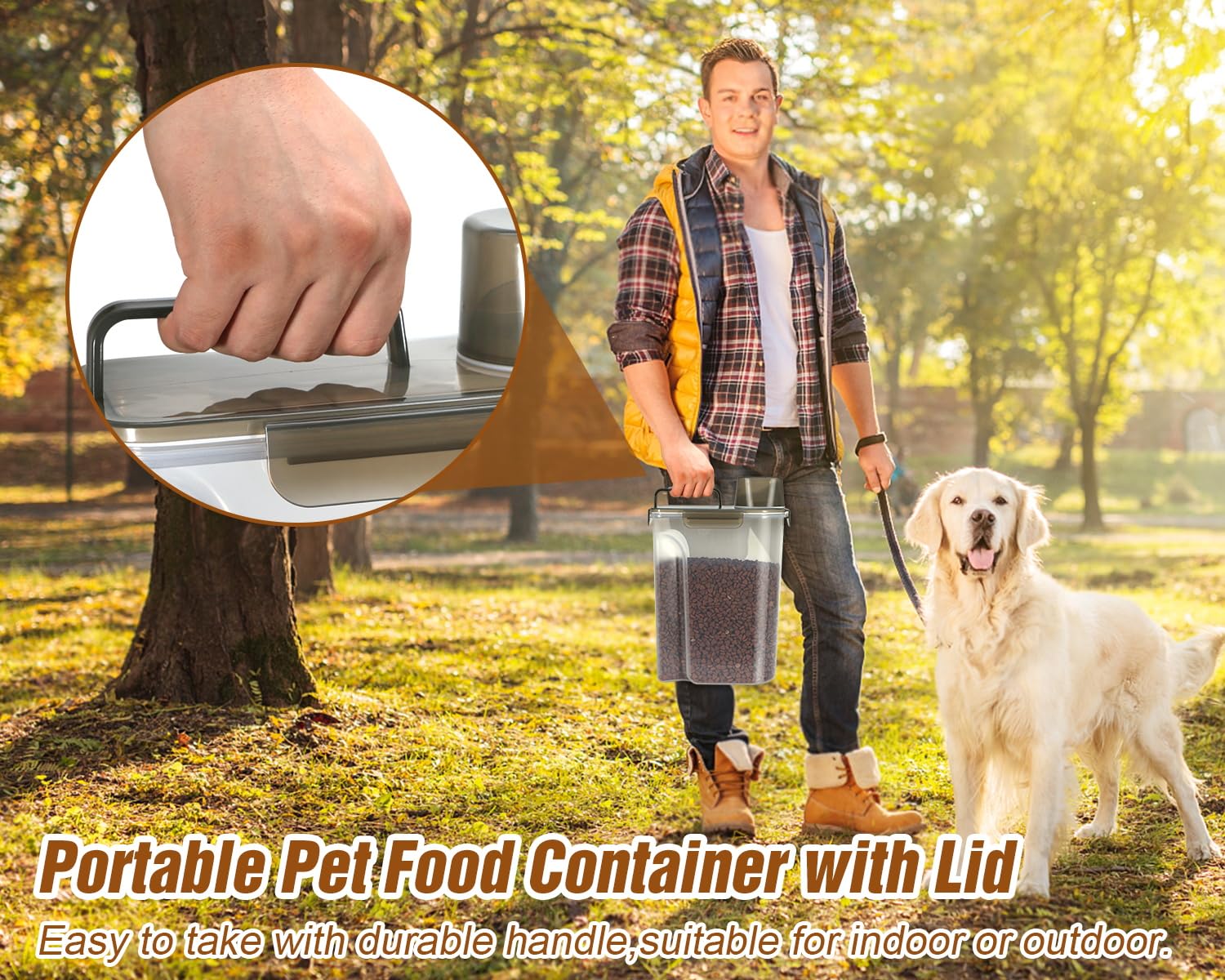 TBMax dog-food-storage-container one-hand-grip design supports effortless pouring