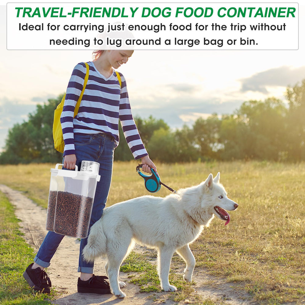 TBMax portable pet food bin with top handle for easy transport.