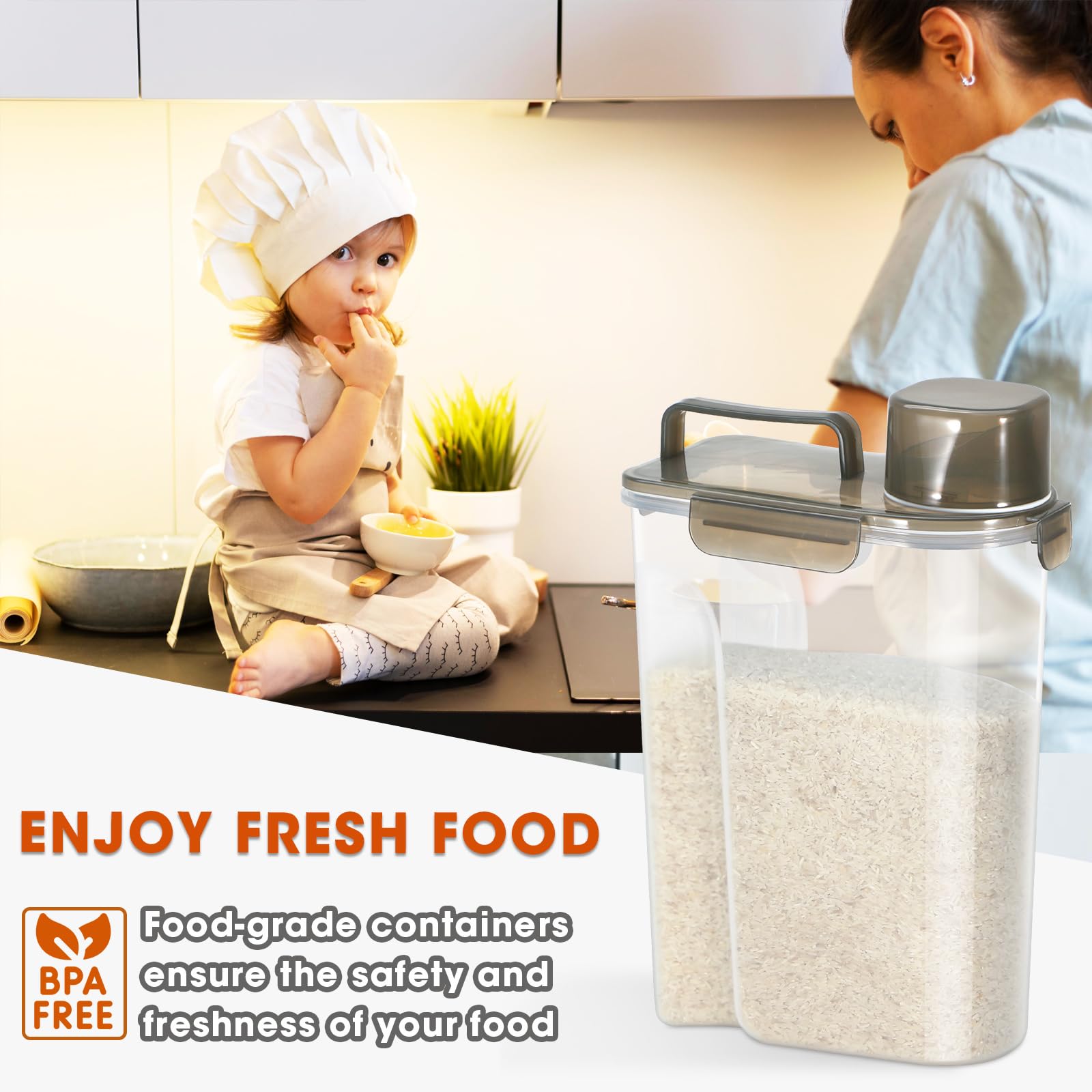 TBMAXS food-grade BPA-free plastic keeps contents safe and sturdy for long storage.