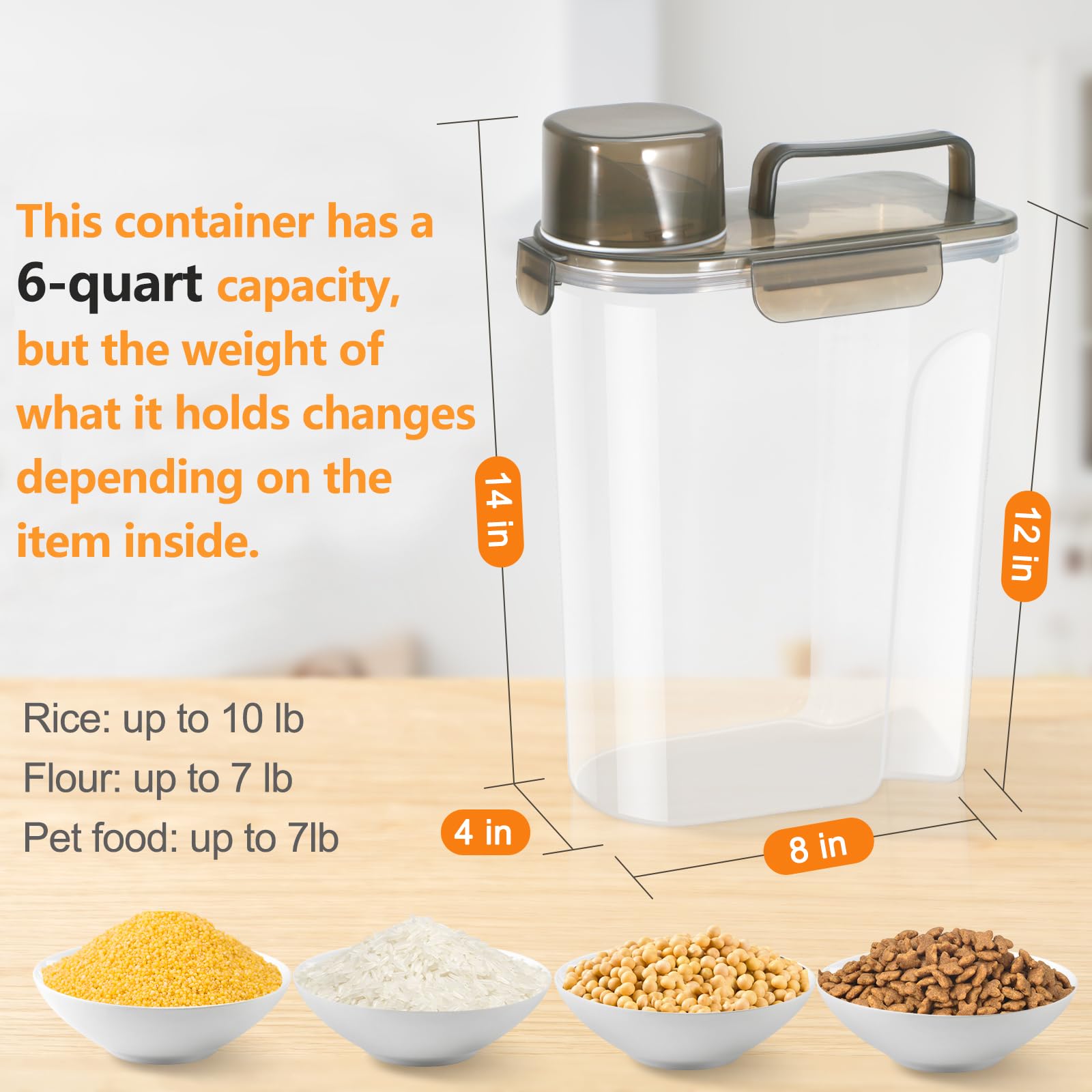 TBMAXS large-spout container enables one-handed pouring of cereal or flour.