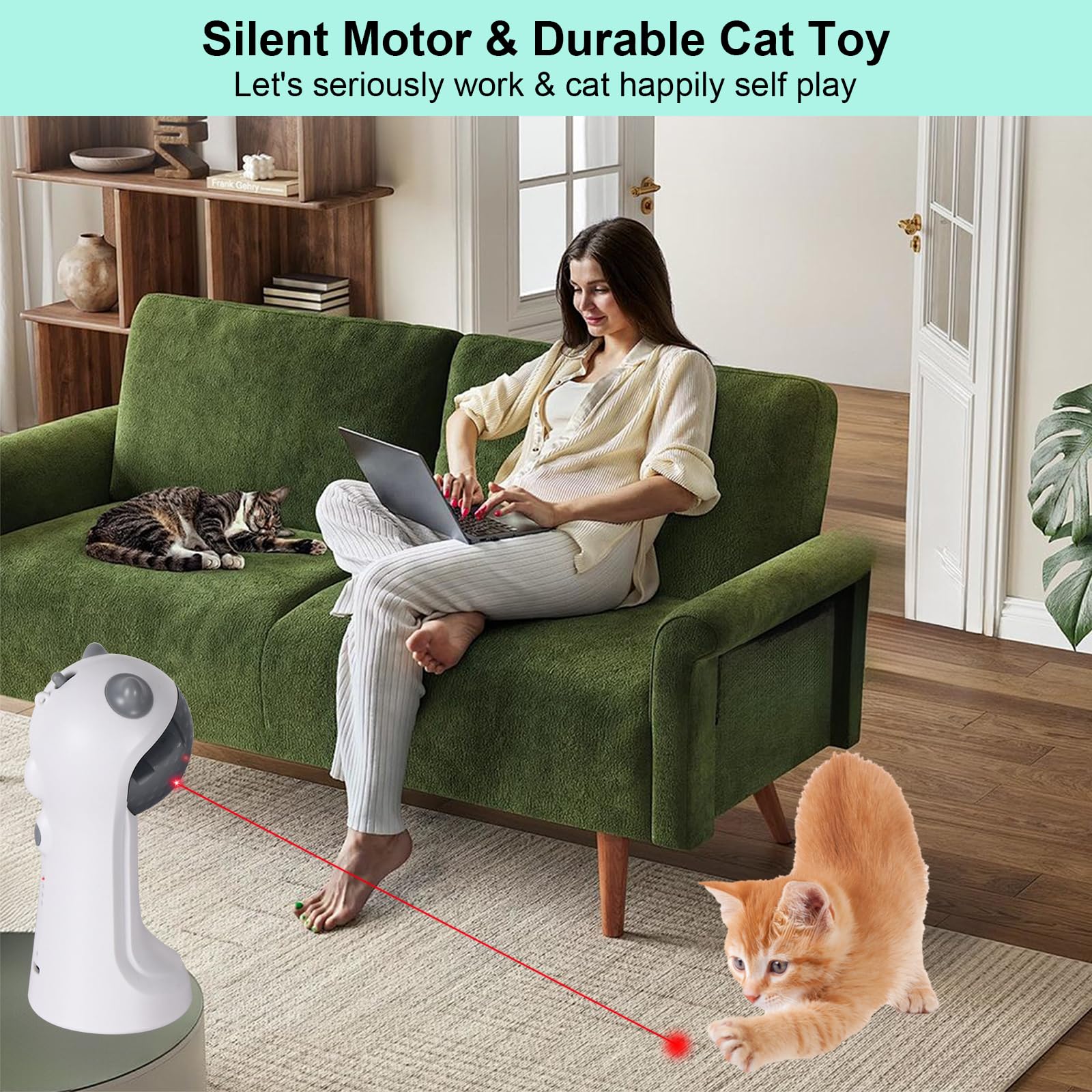 TBTeek Juguete para Gatos: incluye cable y manual para uso inmediato.