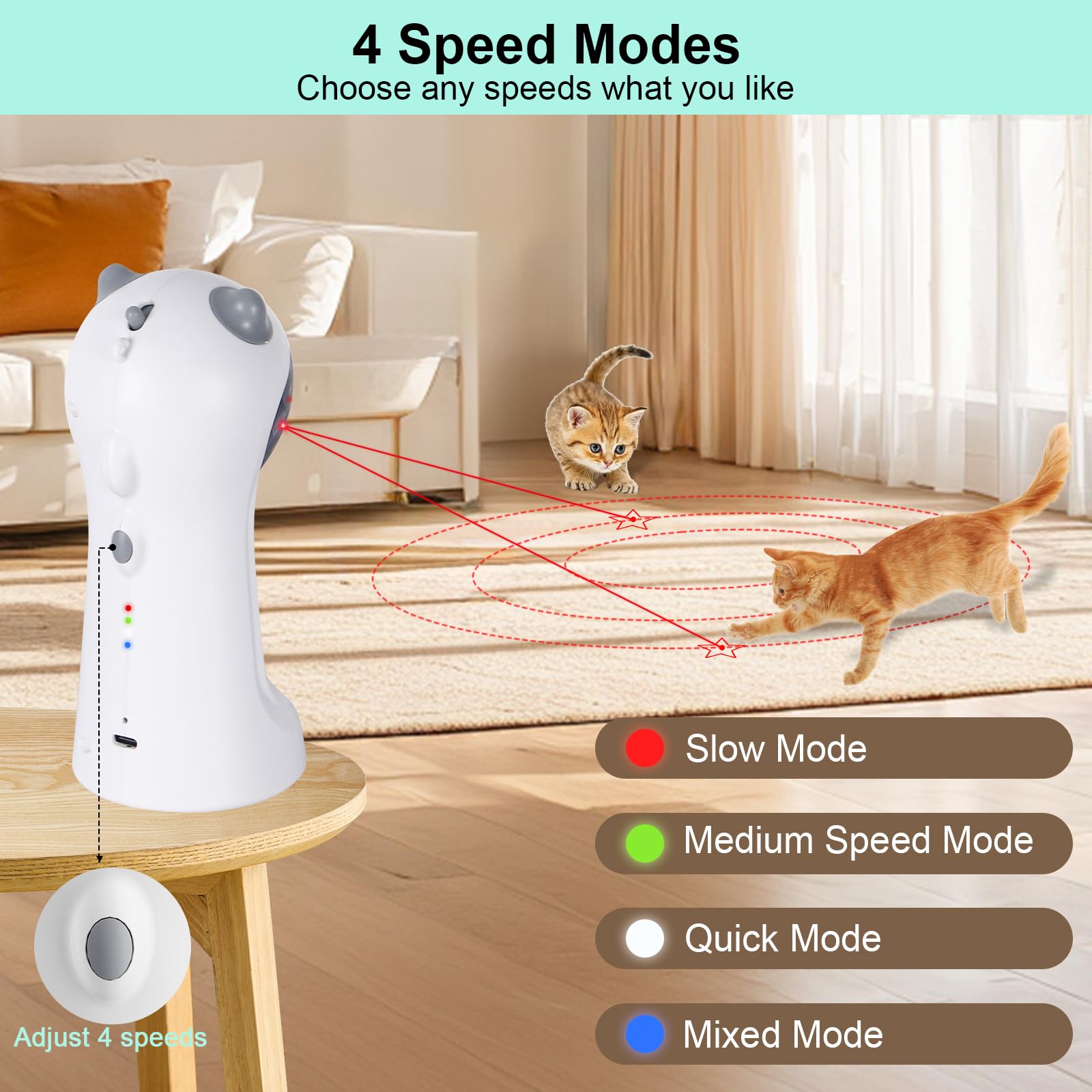 TBTeek Juguete para Gatos: ángulo de luz ajustable para variación de juego.