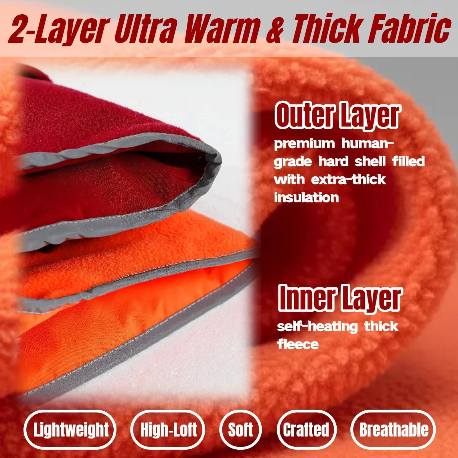 T'CHAQUE fluorescent orange option increases outdoor safety in low light.