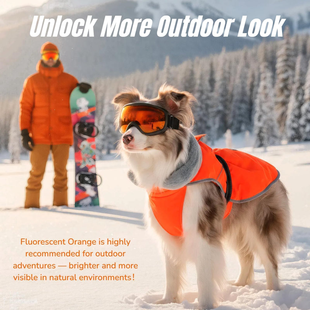 T'CHAQUE soft fur collar adds cozy warmth around the dog's neck.
