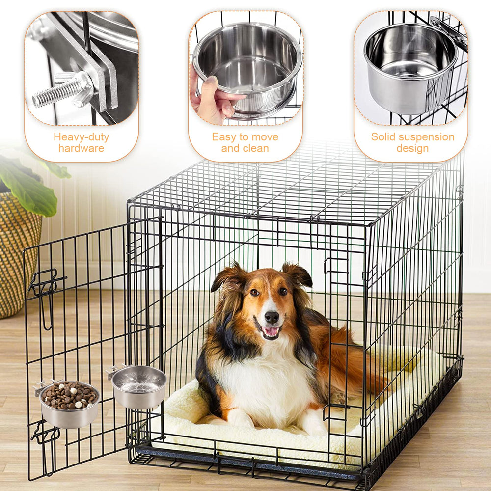 tchrules dog crate water bowl no-spill design prevents mess during feeding in kennels.