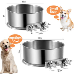 tchrules stainless steel crate bowls 2-pack with rust-proof, odor-free durability for pets.