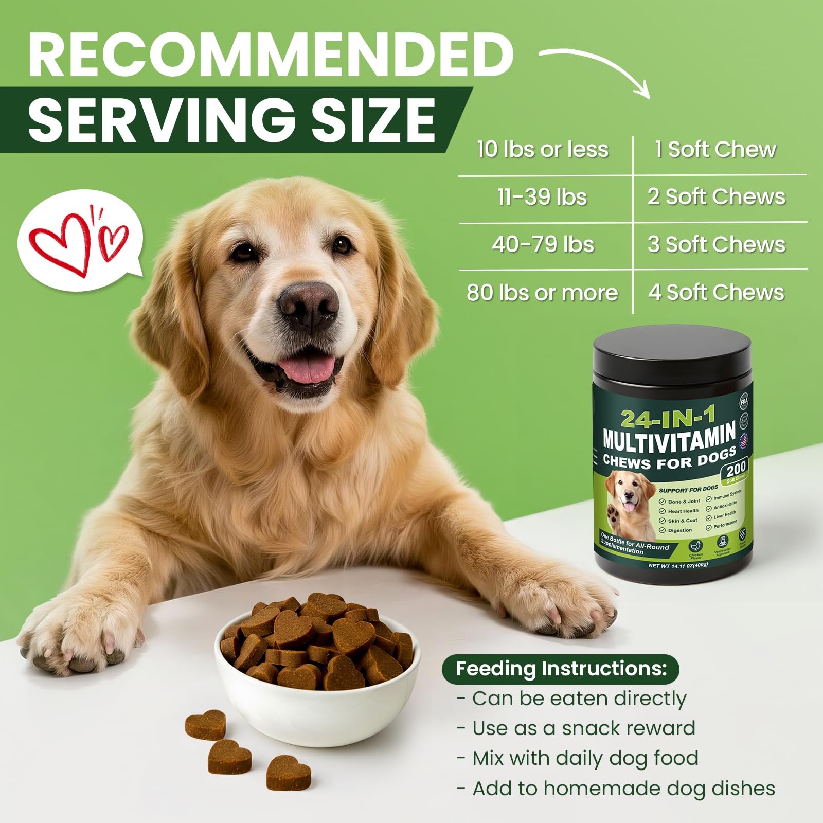 Tciika vitaminas diarias para perros, bienestar general.