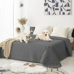 Tcksstex waterproof layer on dog bed cover protects furniture from spills and stains.