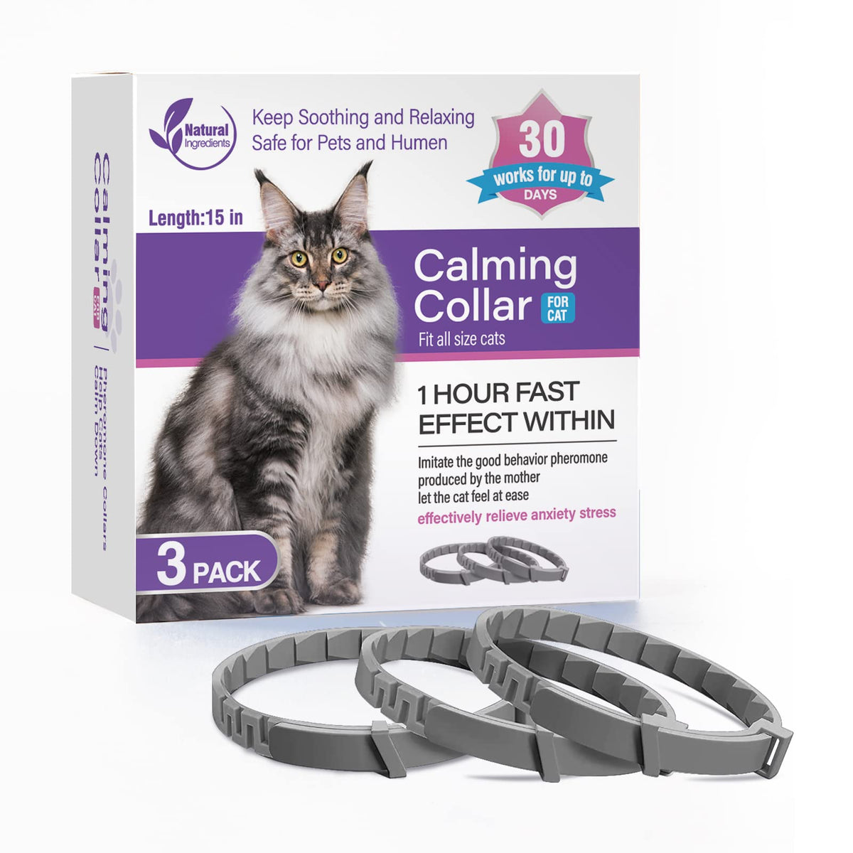Tcllka 3pack calming collars pack shown for easy multi-cat stress relief.