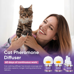 Tcllka cat calming diffuser bottle refill 48ml highlights long-lasting pheromones for small spaces.