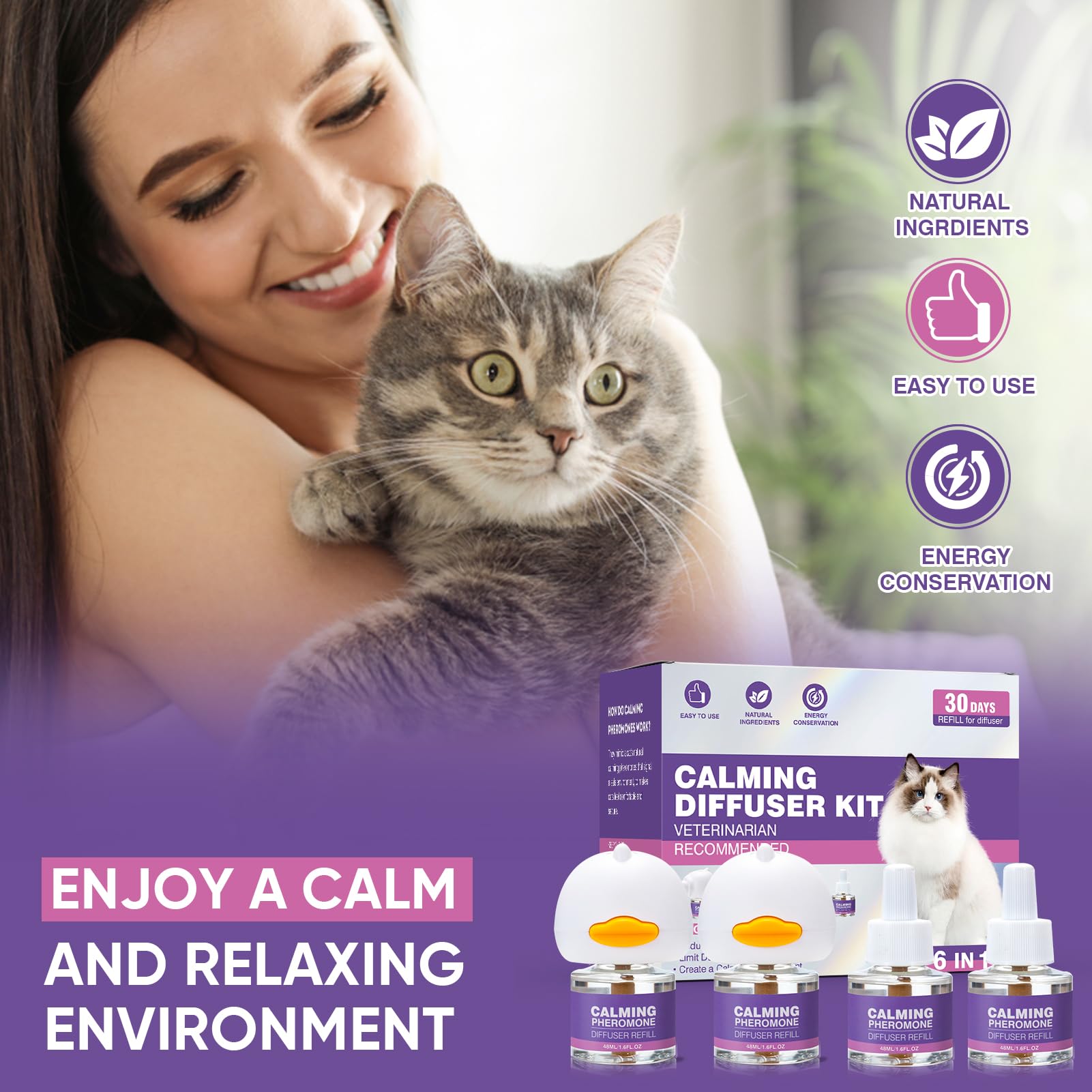 Tcllka cat-relaxation-diffuser-in-use shows calmer cats during fireworks.