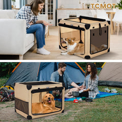 TCMOT four-door mesh-windows kennel highlights ventilation and easy visibility during travel