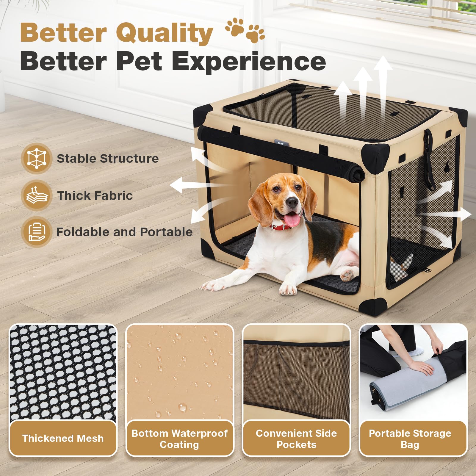 TCMOT soft crate plush mat offers cozy rest for dogs