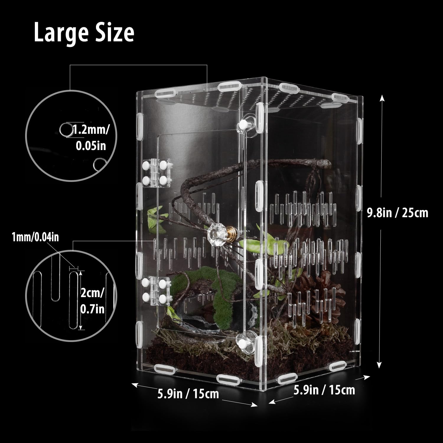 TCooSo acrylic terrarium with ventilation holes promotes healthy air circulation