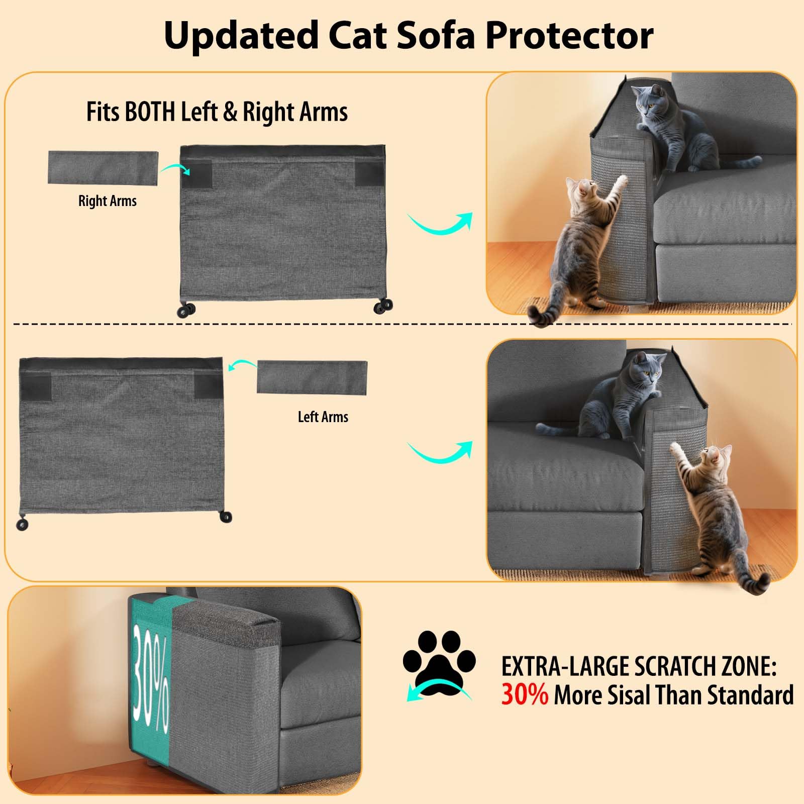 TCooSo easy installation for most rectangular sofas with standard arms