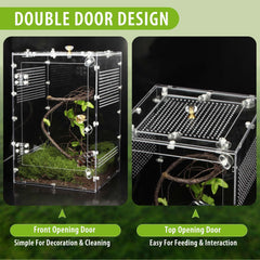 TCooSo Reptile Enclosure clear-view design lets you watch your pet from all angles.