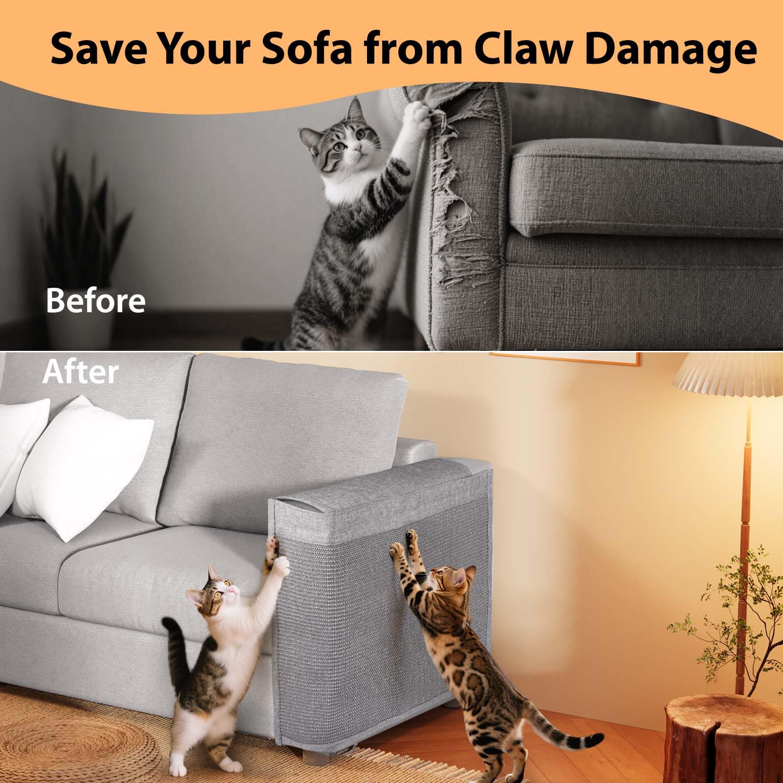 TCooSo warm-tips-for-sofa-fit guide helps proper placement on rectangular sofas.