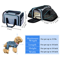 TDHDIKE cat dog carrier expanded-width demonstrates extra space for pets on trips.