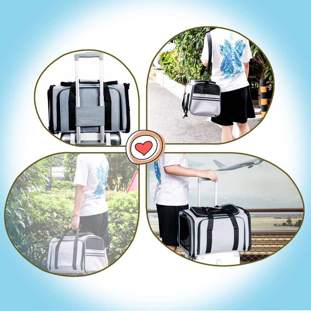 TDHDIKE cat dog carrier removable-fleece-pad offers washable comfort for pets.