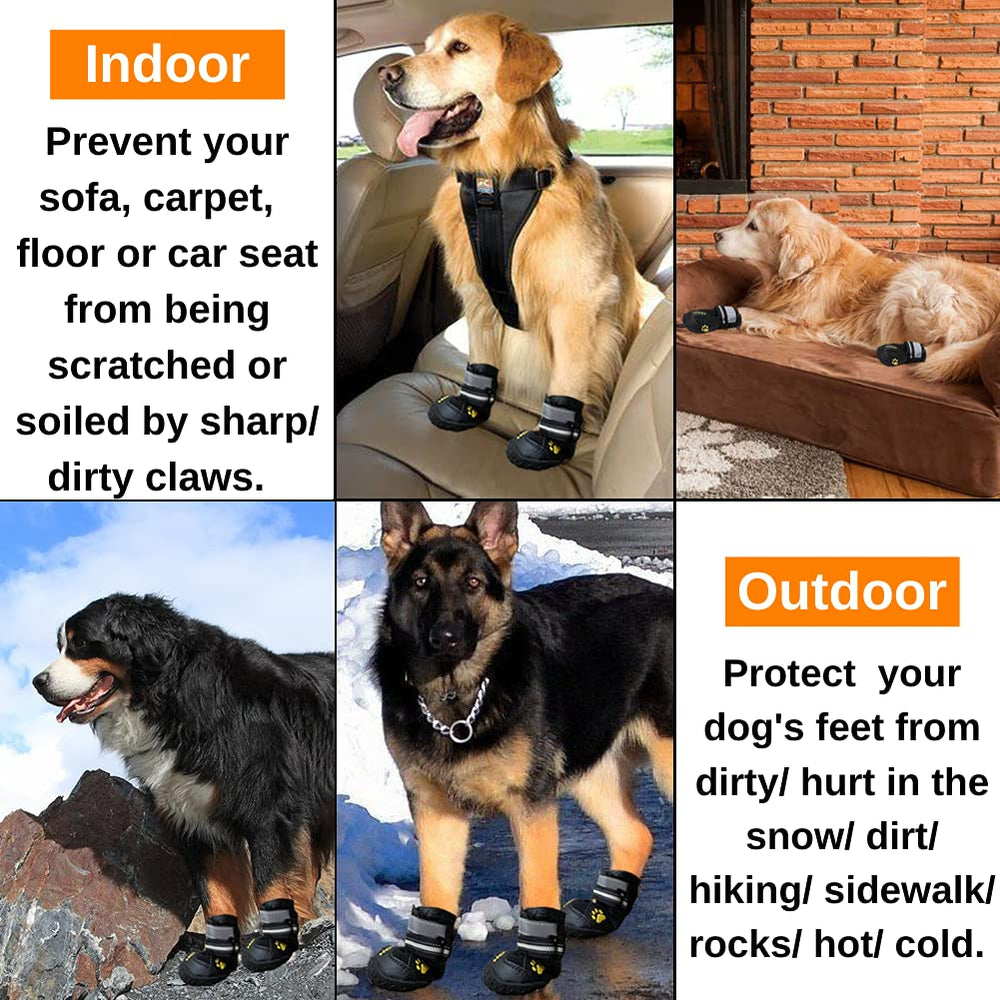 Teamoo dog snow boots anti-slip outsole for safer traction on ice.