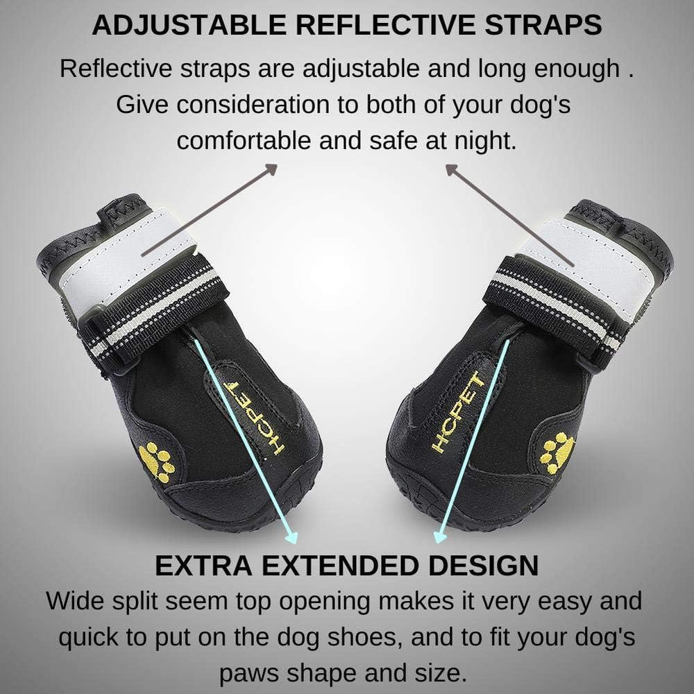 Teamoo dog snow boots worn outdoors in snow protect paws and comfort.