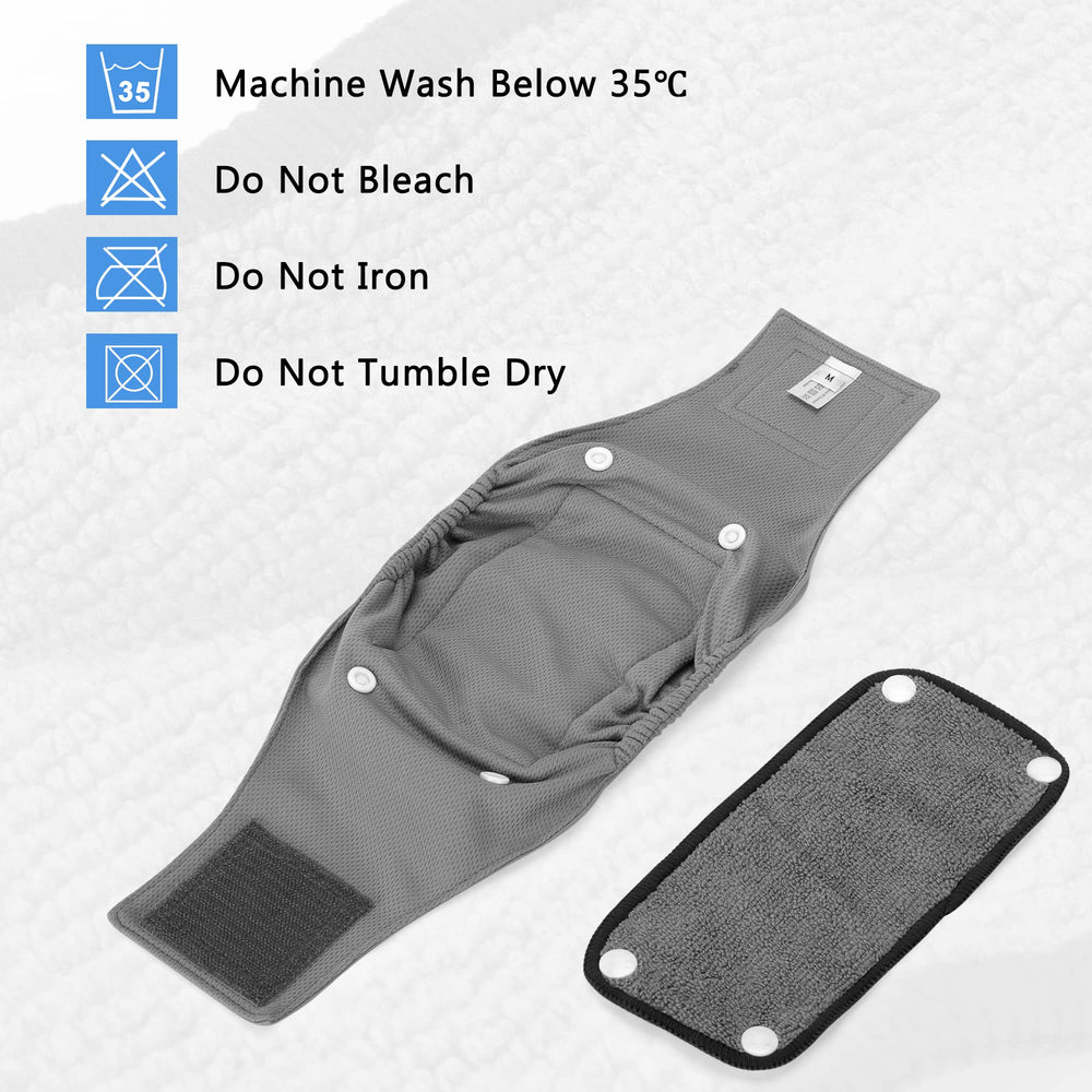 Wide magic tape closures secure the wrap without sticking to fur