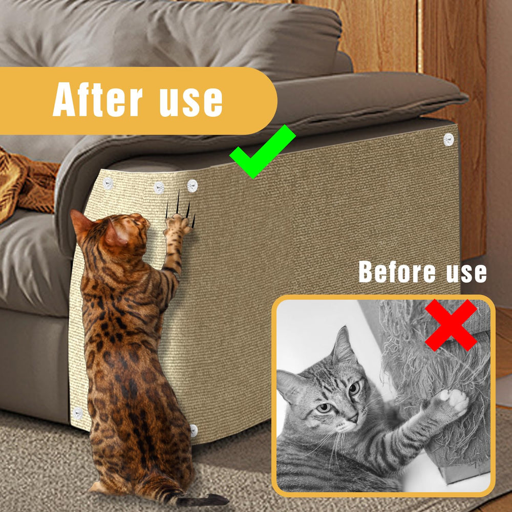 TEBANTY cat scratch mat adhesive back — quick, no-tools installation on furniture legs.