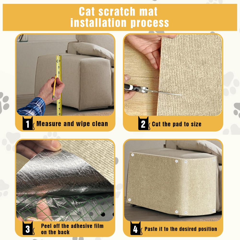 TEBANTY cat scratch mat cutting guide — easy trim to fit tables and corners.
