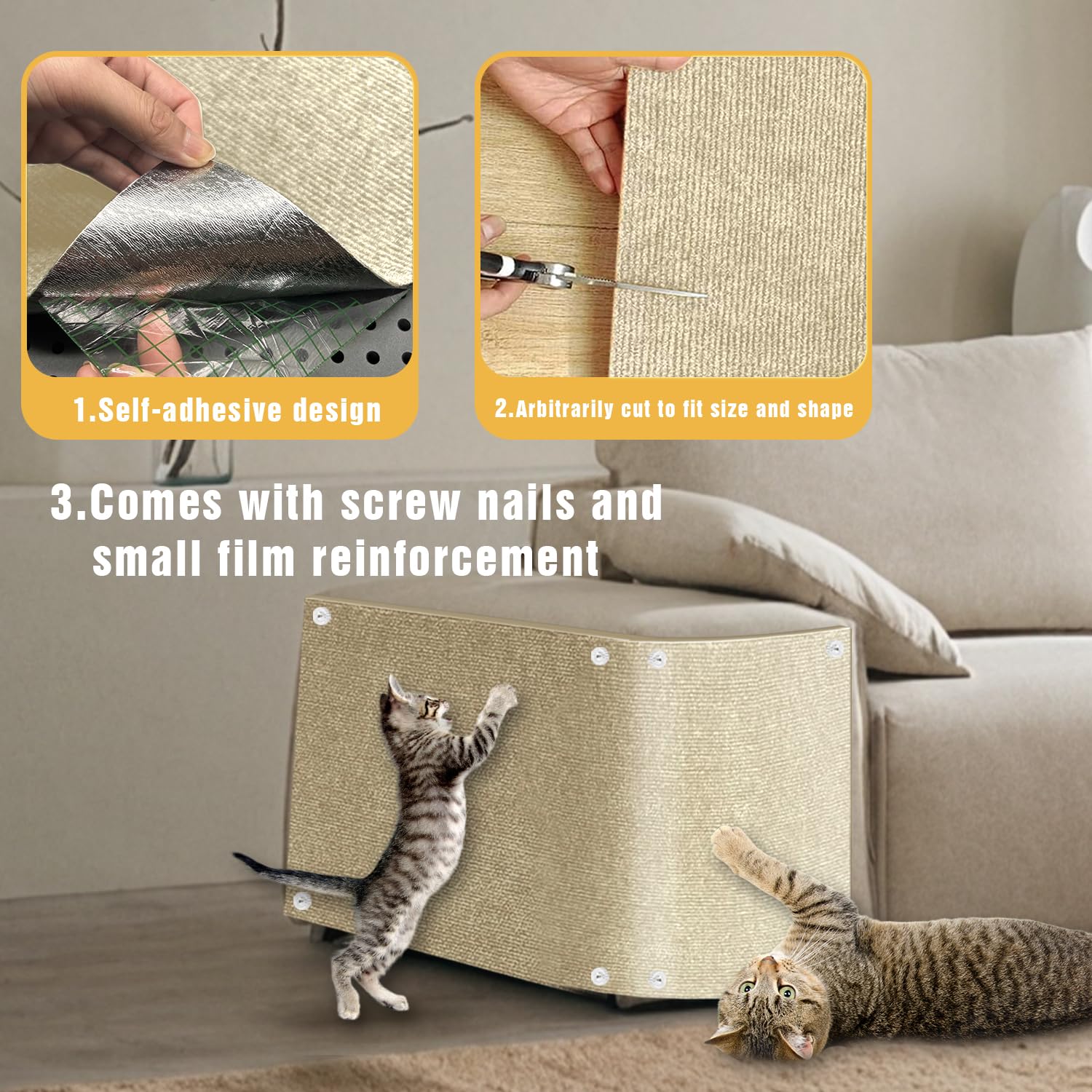 TEBANTY cat scratch mat roll 3 — three-roll system for flexible room coverage.