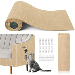 TEBANTY cat scratch mat beige unfolded showing maximum coverage for multiple cats