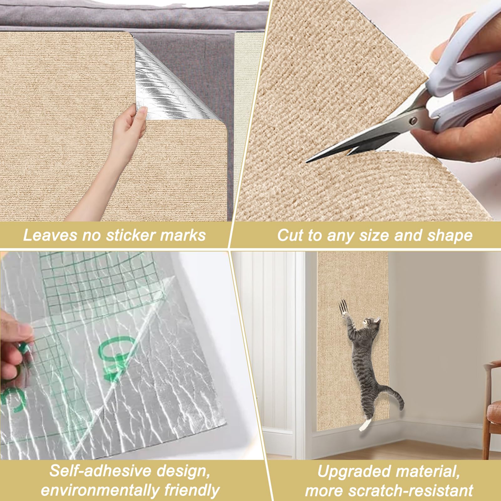 TEBANTY beige scratch mat protecting furniture on chairs and walls