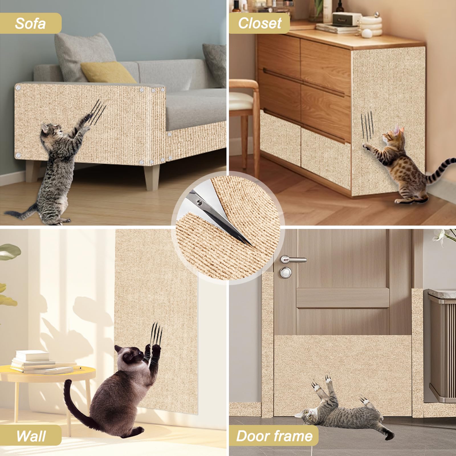 TEBANTY cat scratch mat packaging includes accessories for quick setup