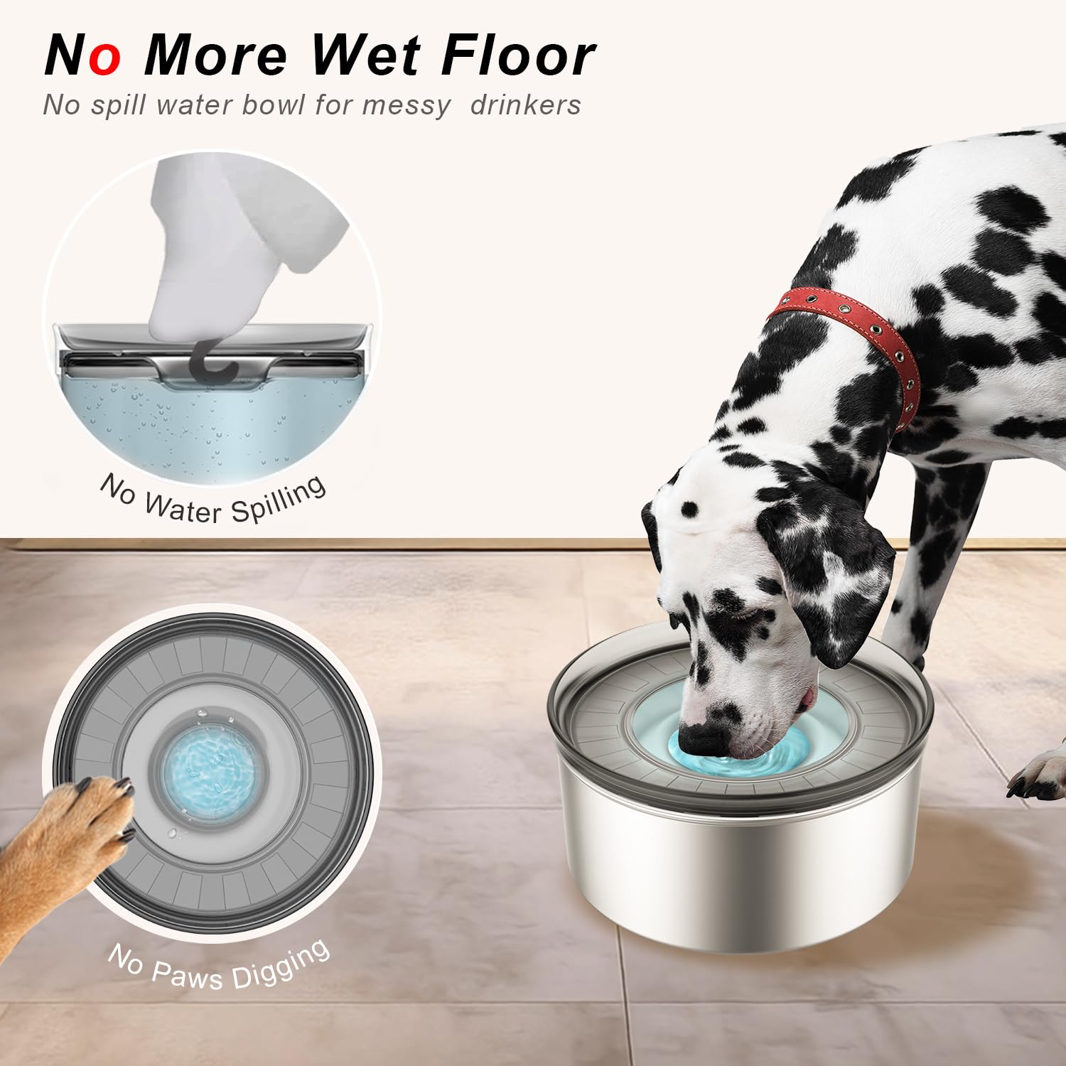 Techphardo 3L stainless steel bowl; durable, food-grade for long-lasting use.