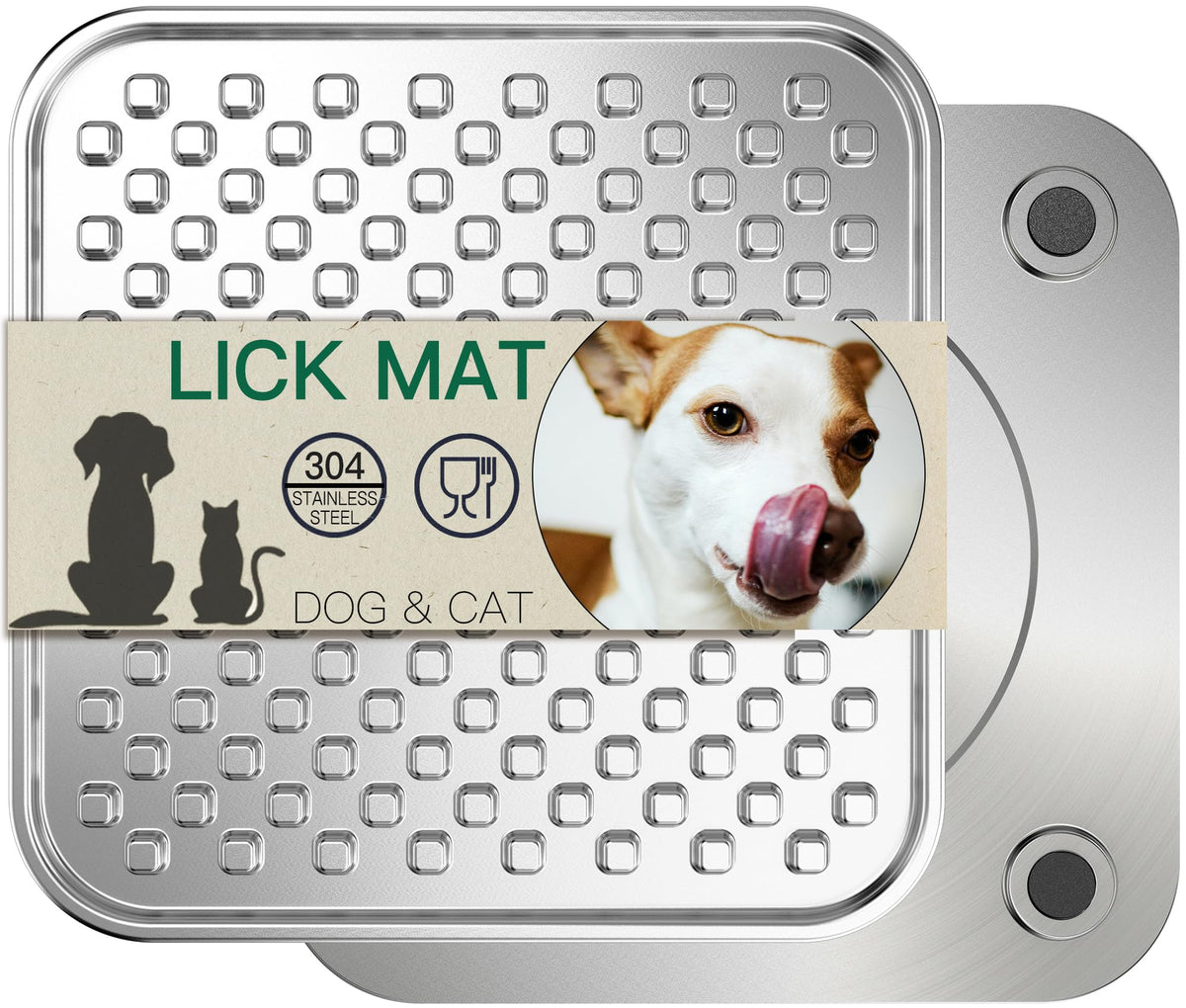 Techphardo stainless steel large lick mat on counter – durable, hygienic, easy to clean.