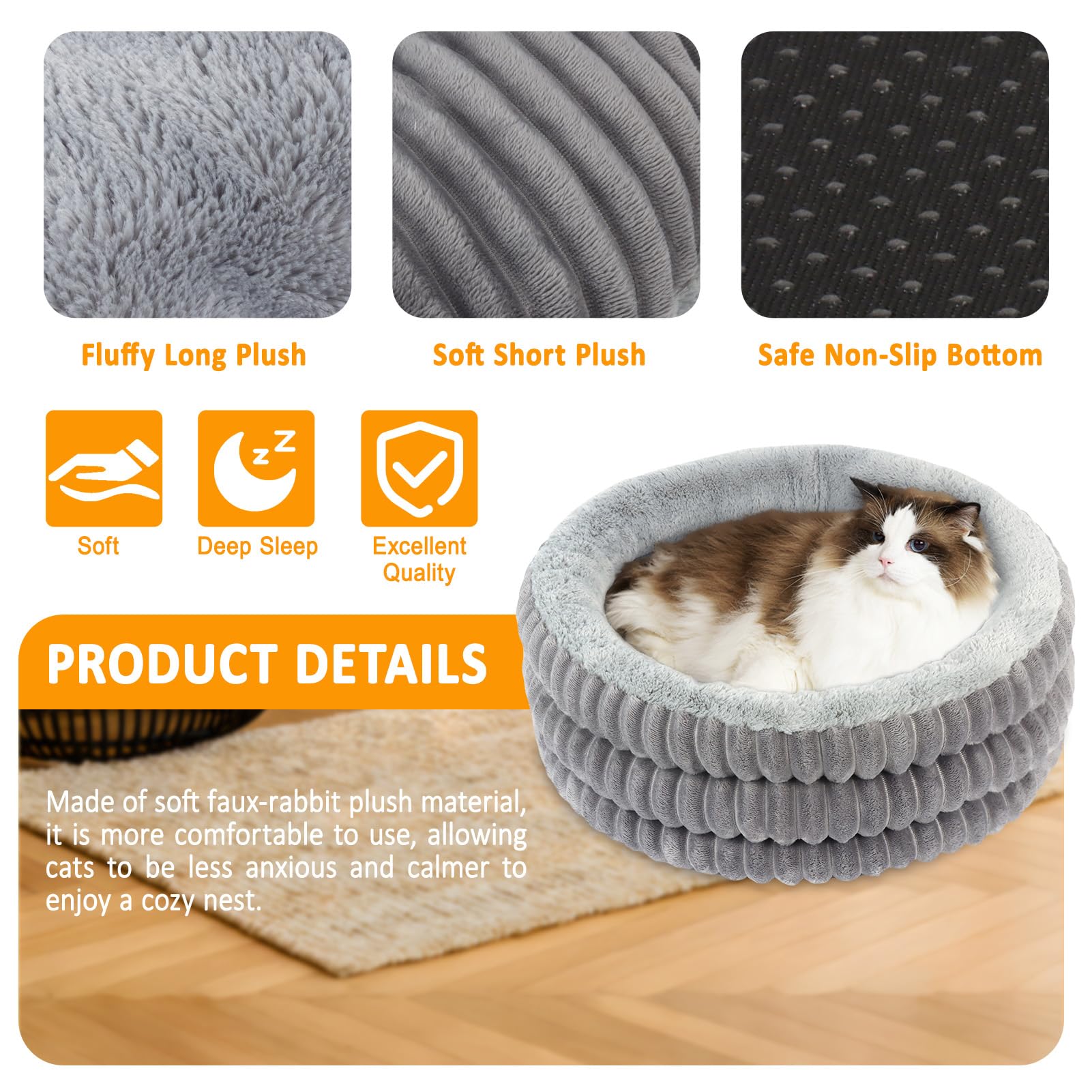 TechTail Cat Bed 20 inch diameter fits small pets up to 15 lb