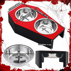 Teenyyou Gothic Cat Bowl tilt design shows a 5-degree angle for comfortable feeding.