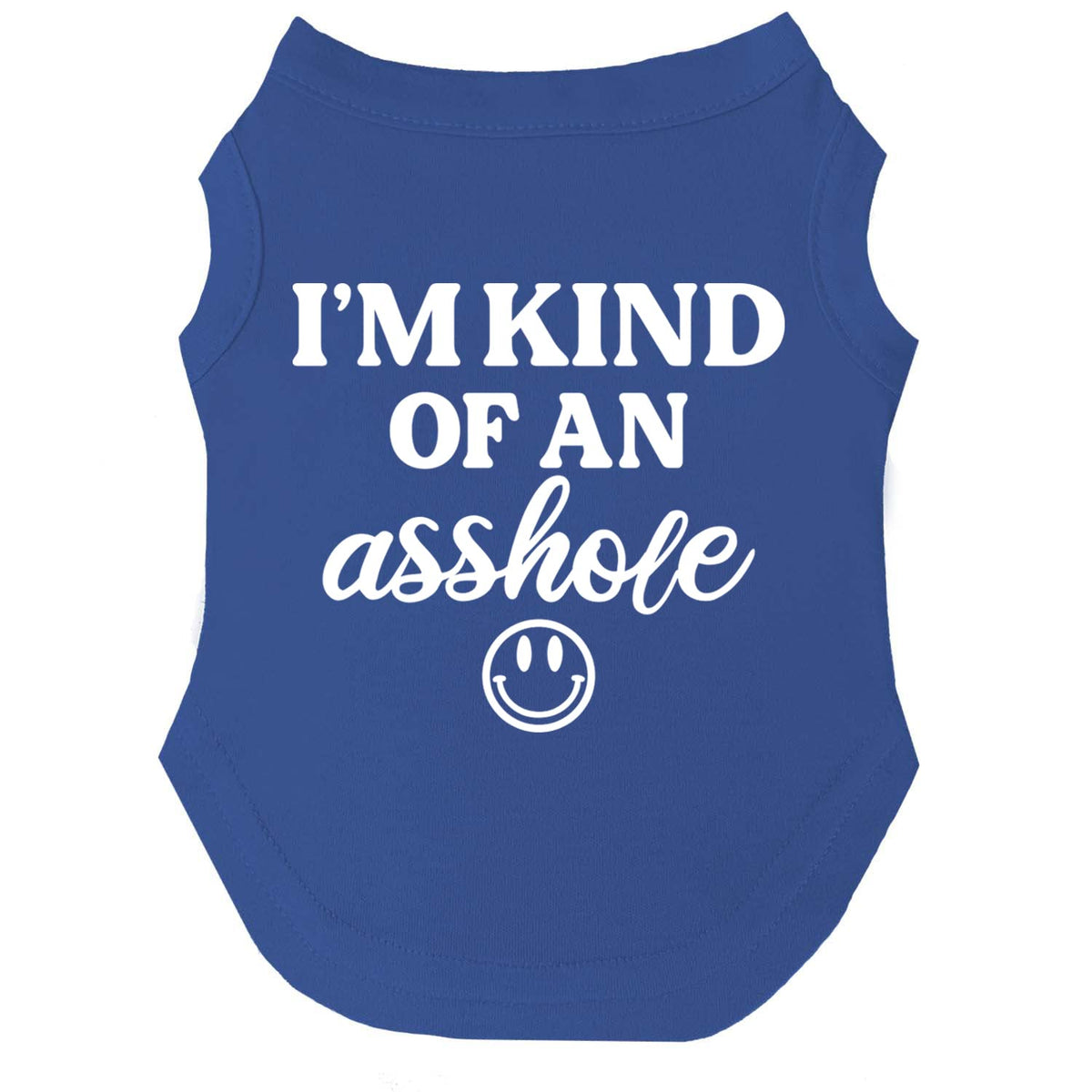 Tees & Tails I'm Kind of an A(Problem) Dog tee royal blue front view for daily comfort.