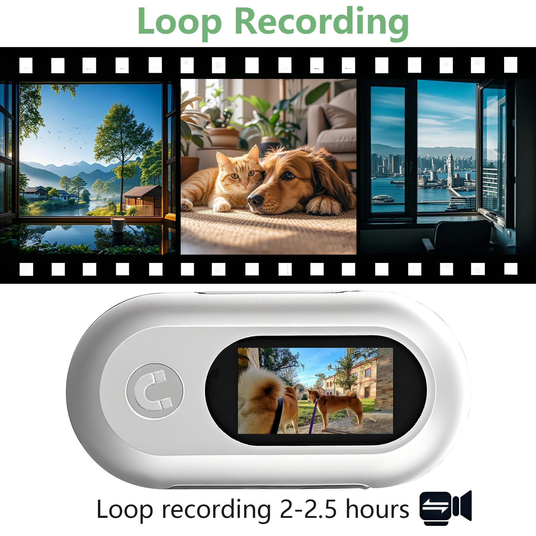 TEFIRE Dog Camera Collar secure clip with adjustable angle stays put.