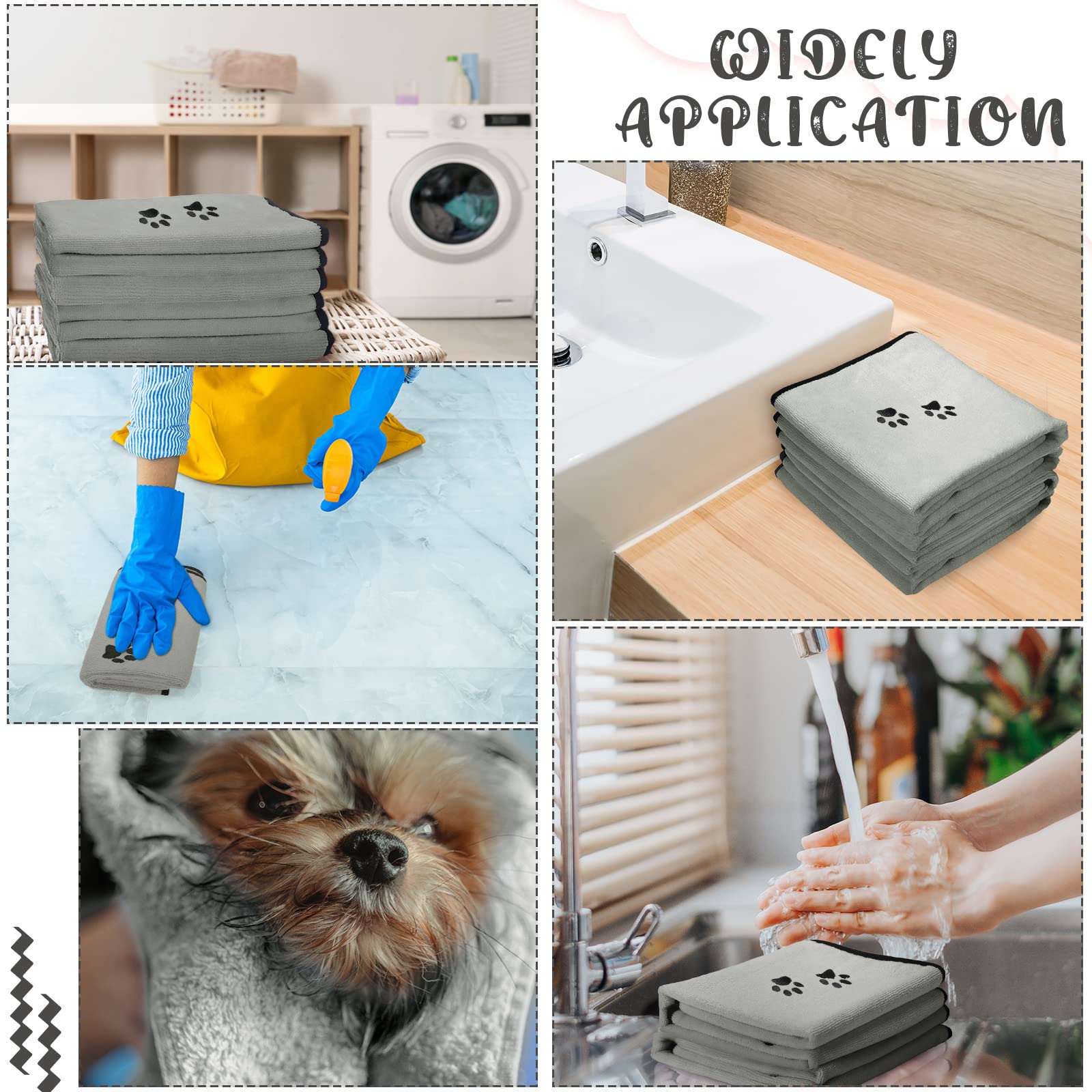 Tegeme gray 4 pack towels displayed for daily pet care