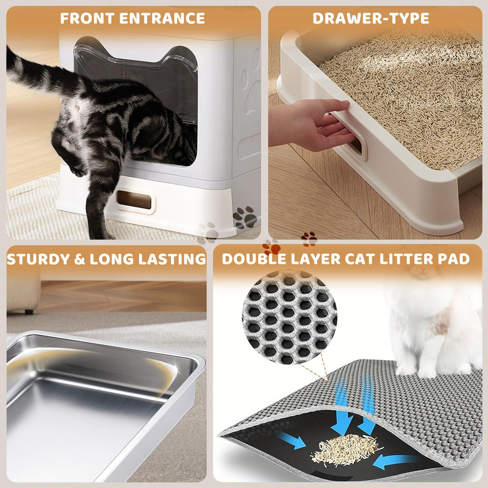 Tehoao cat mat and teaser stick set complements the litter box and training.