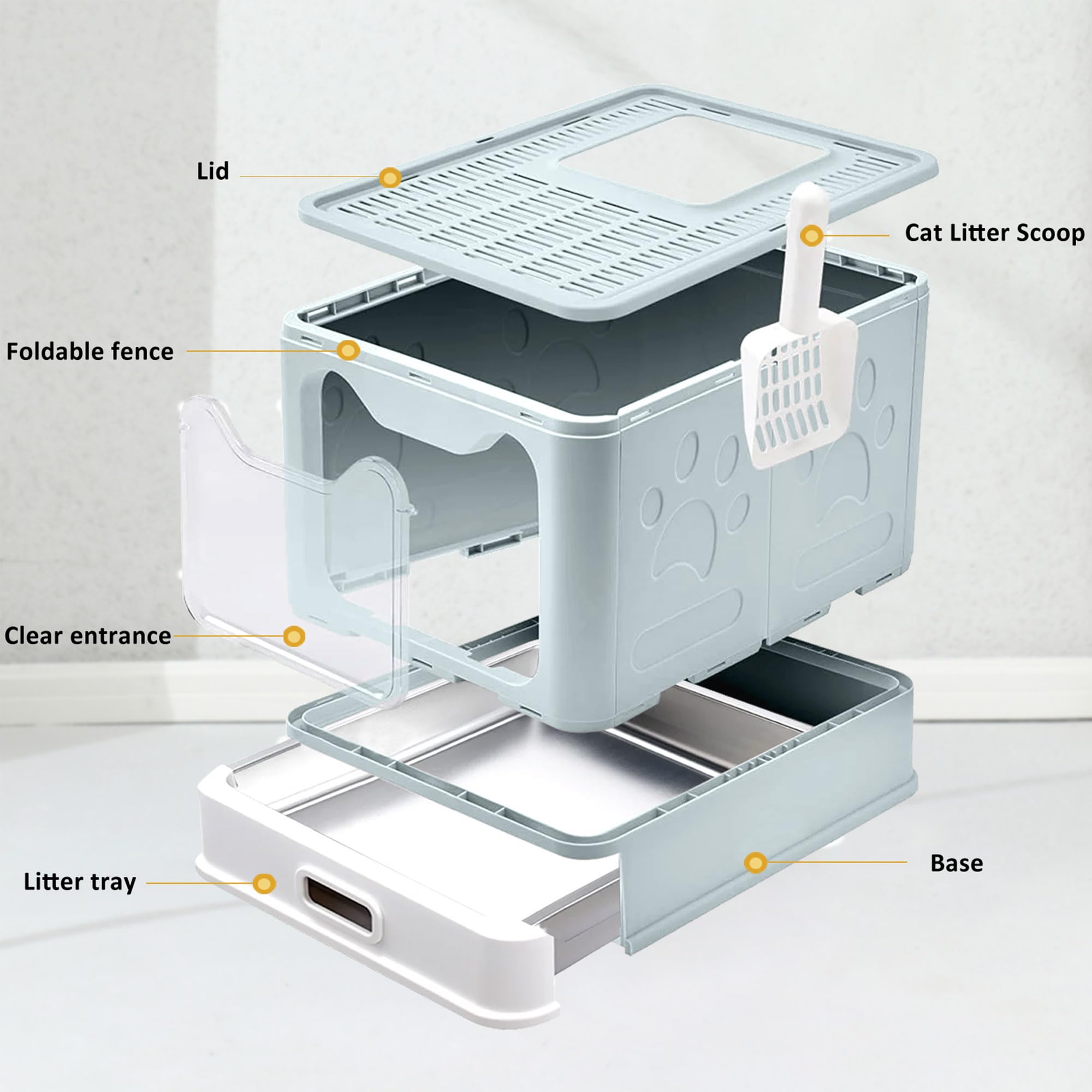Tehoao low-entry kitten litter box supports elderly or short-legged cats