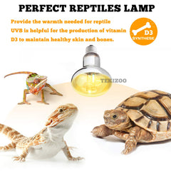 TEKIZOO sun lamp 125W setup in tank showcases enclosure-ready heat and light.