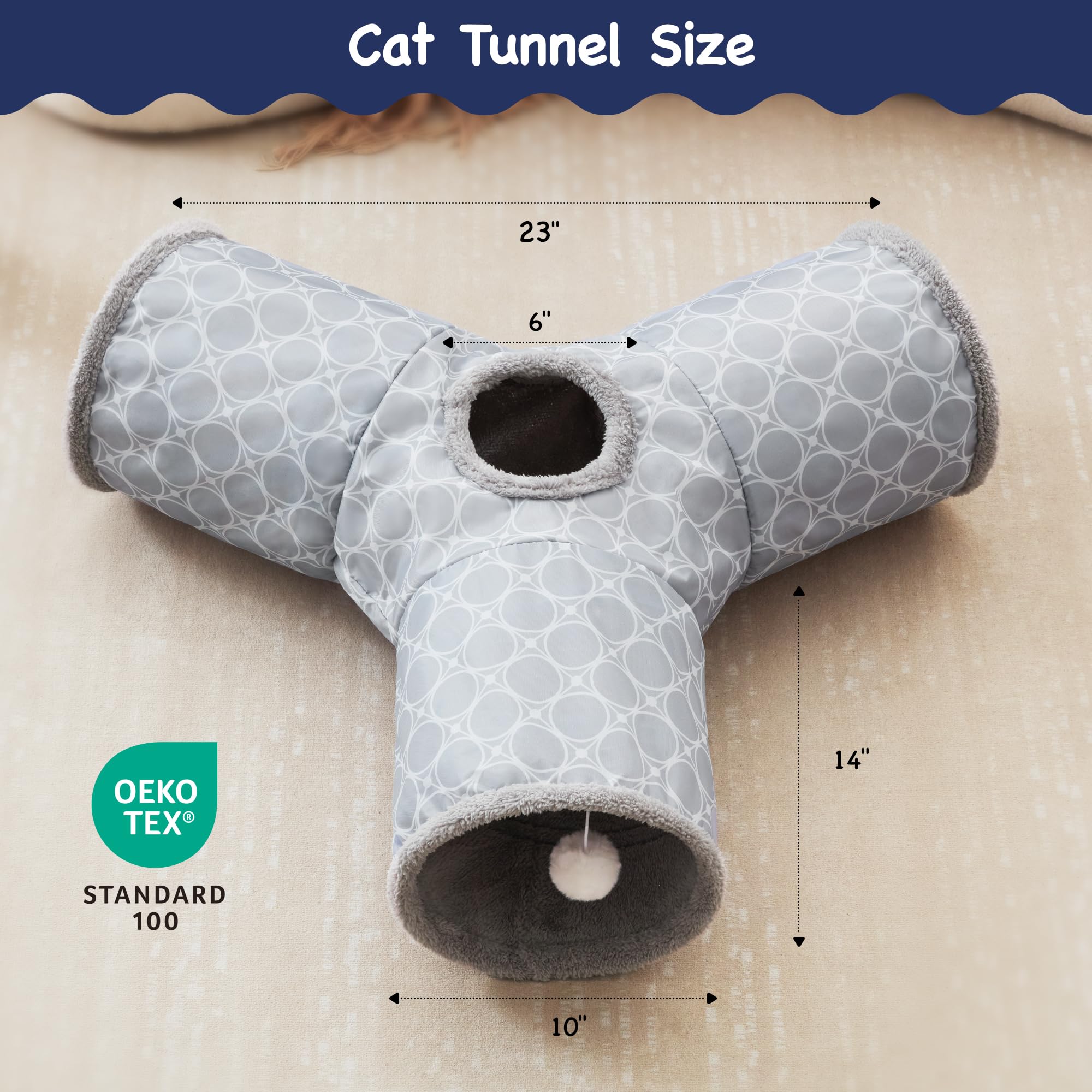Tempcore cat tunnel fleece lining adds warmth and comfort