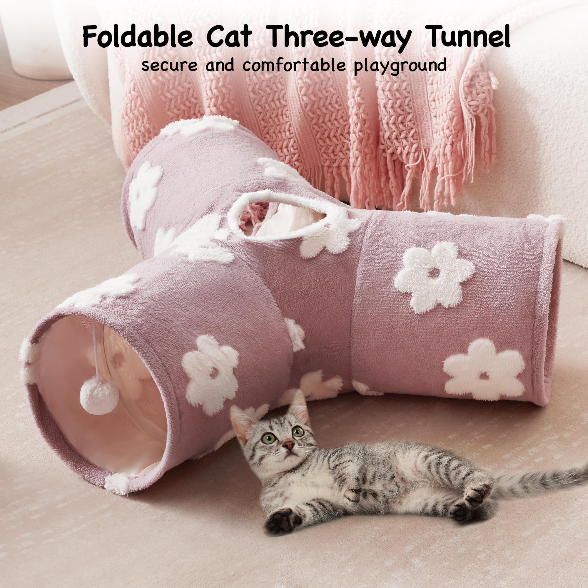 Tempcore Flannel Cat Tunnel with peephole for curious cats